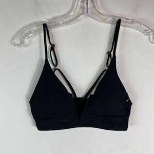 L*Space NWOT Black Ribbed Siren Bikini Top Size S